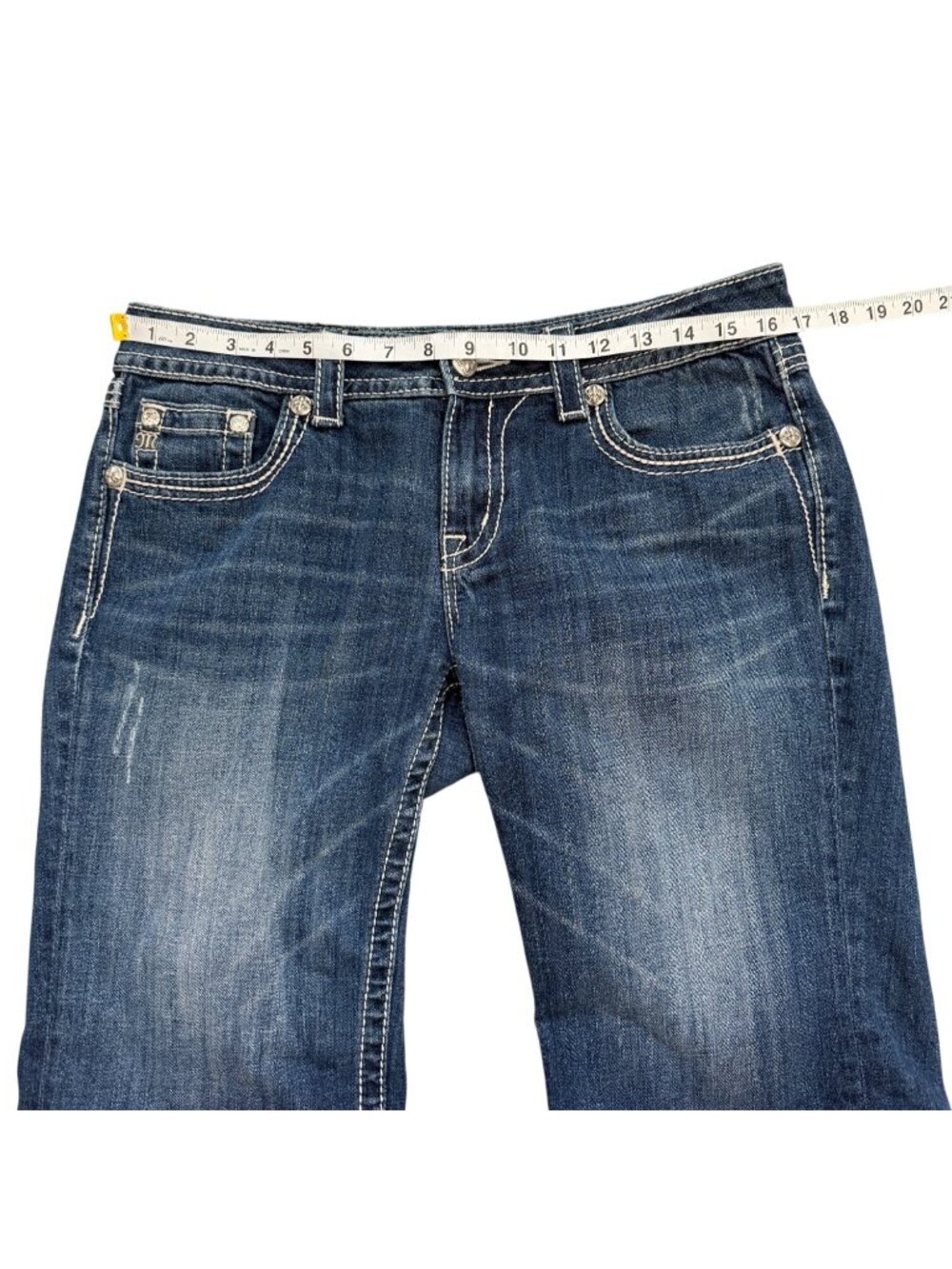 Miss Me Womens Size 29 Easy Bermuda Jean Shorts Embellished Pockets Blue - Picture 7 of 8